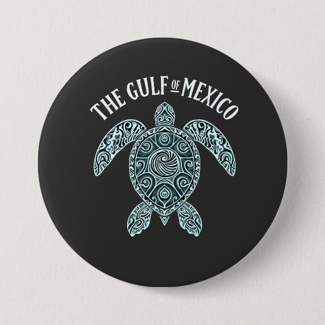 Badge Rond 7,6 Cm Golfe du Mexique Turtle Sea Latino (Devant)