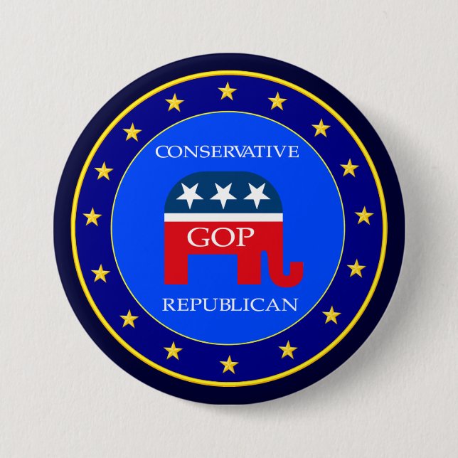 BADGE ROND 7,6 CM GOP ETATS-UNIS (Devant)