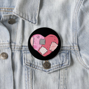 Badge Rond 7,6 Cm Goth Rose Patché Coeur