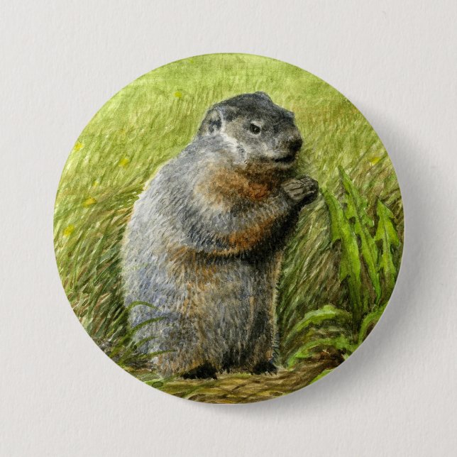 Badge Rond 7,6 Cm Goupille/bouton de Groundhog (Devant)
