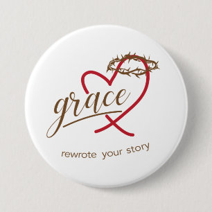 Badge Rond 7,6 Cm Grace a réécrit votre bouton d'histoire