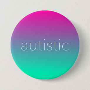 Badge Rond 7,6 Cm Gradient magenta et vert de fierté autiste -
