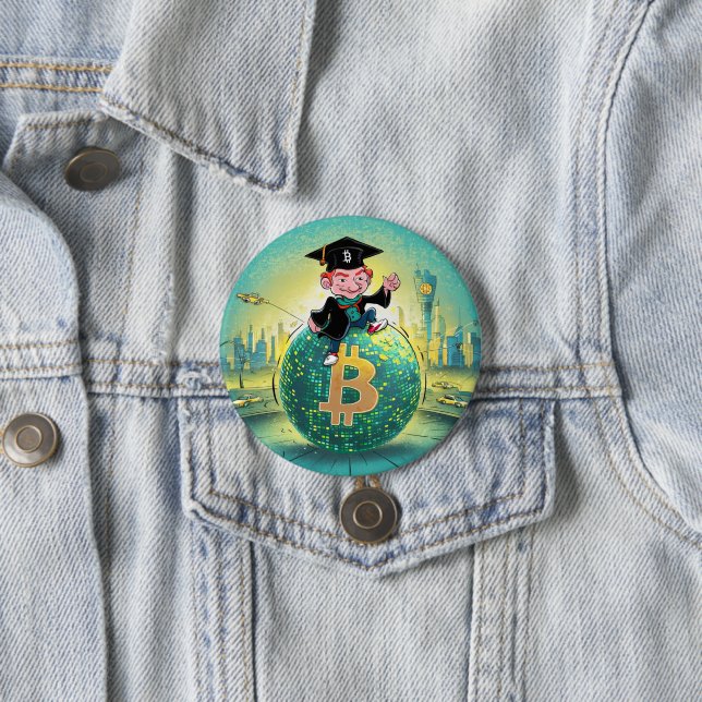 Badge Rond 7,6 Cm Graduation Bitcoin (En situation)