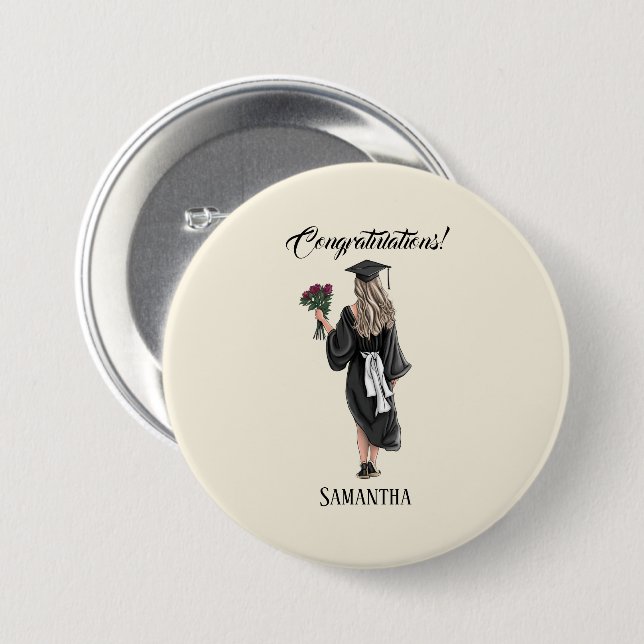 Badge Rond 7,6 Cm Graduation de l'aquarelle personnalisée (3) (Devant & derrière)