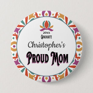 Badge Rond 7,6 Cm Graduation Fier Maman Fils Parent Son Monogramme G