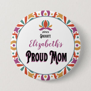 Badge Rond 7,6 Cm Graduation Fier Maman Parent Monogramme Grad