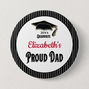 Badge Rond 7,6 Cm Graduation Fier Papa Fille Parent Fille Monogramme