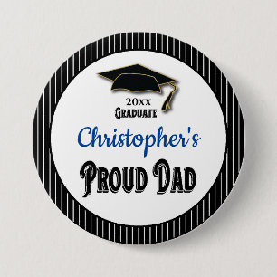 Badge Rond 7,6 Cm Graduation Fier Papa Parent Monogramme Grad