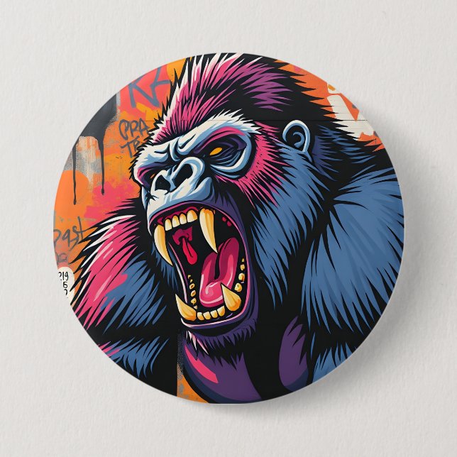 Badge Rond 7,6 Cm graffiti de gorille (Devant)