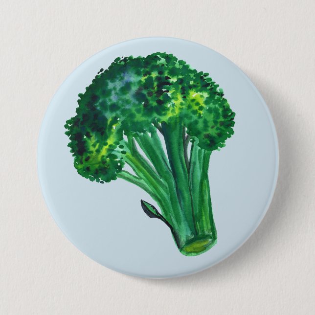Badge Rond 7,6 Cm Grand Beau Brocoli Bleu (Devant)