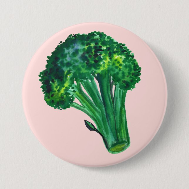 Badge Rond 7,6 Cm Grand Beau Brocoli rose (Devant)