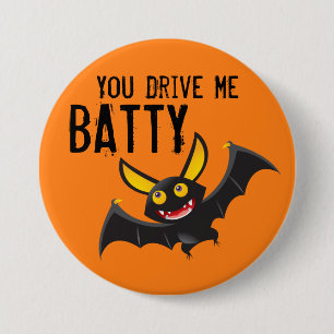 Badge Rond 7,6 Cm Grand chauve-souris d'Halloween, bouton rond de 3