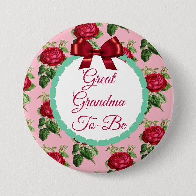 Badge Rond 7,6 Cm Grand grand-mère d'être Floral Burgundy Bouton Ros (Devant)