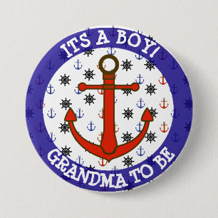 Badge Rond 7,6 Cm GRAND-MAMAN à être, bouton nautique de baby show
