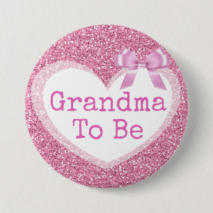 Badge Rond 7,6 Cm Grand-maman à être bouton rose de baby shower
