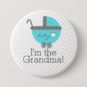 Badge Rond 7,6 Cm Grand-maman bleue de baby shower de chariot d'Aqua