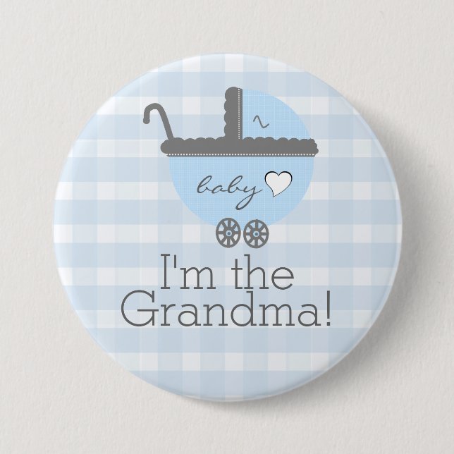 Badge Rond 7,6 Cm Grand-maman bleue et grise de baby shower de (Devant)
