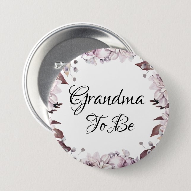 Badge Rond 7,6 Cm Grand-mère à être Automne Élégante Fleurs violette (Devant & derrière)