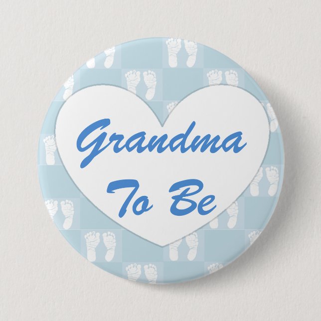 Badge Rond 7,6 Cm Grand-mère à être Baby shower Bouton bleu (Devant)