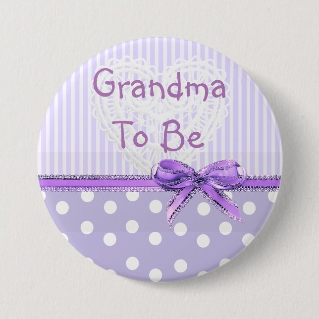 Badge Rond 7,6 Cm Grand-mère à être Baby shower Bouton : Bow pourpre (Devant)