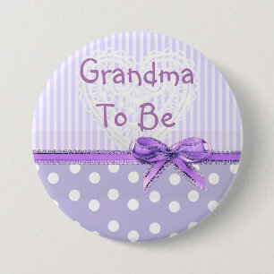 Badge Rond 7,6 Cm Grand-mère à être Baby shower Bouton : Bow pourpre