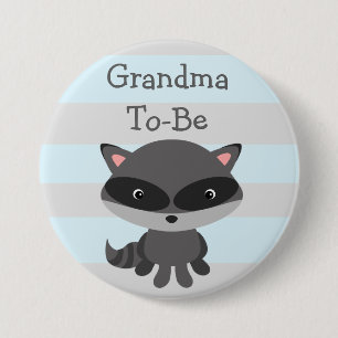 Badge Rond 7,6 Cm Grand-mère à être Bouton Raccoon Thème Bois