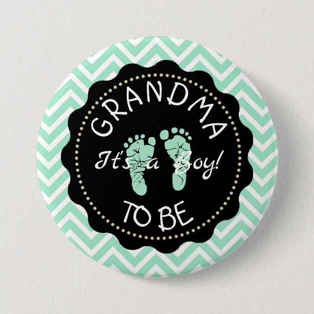 Badge Rond 7,6 Cm Grand-mère à être Green Chevron Baby shower bouton (Devant)
