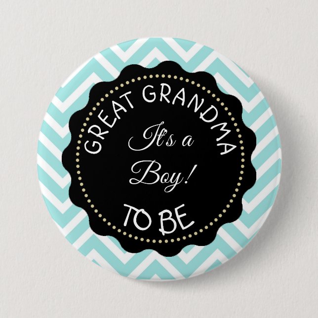 Badge Rond 7,6 Cm Grand-mère à être turquoise Baby shower Chevron (Devant)