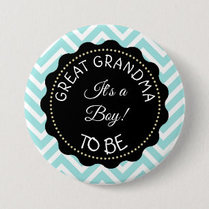 Badge Rond 7,6 Cm Grand-mère à être turquoise Baby shower Chevron