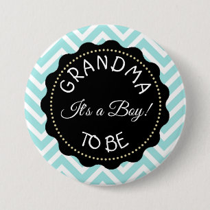 Badge Rond 7,6 Cm Grand-mère à être turquoise Baby shower Chevron