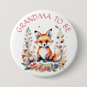 Badge Rond 7,6 Cm Grand-mère   Baby Fox et Baby shower de fleurs