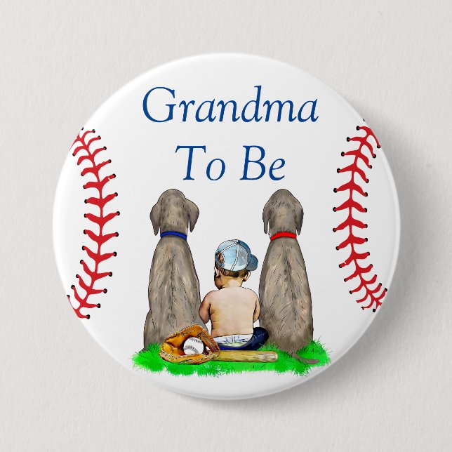 Badge Rond 7,6 Cm Grand-mère | Baby shower de baseball à thème (Devant)