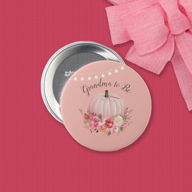 Badge Rond 7,6 Cm Grand-mère pour être un Baby shower Citrouille élé (Créateur téléchargé)