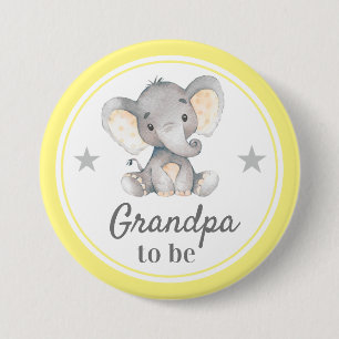 Badge Rond 7,6 Cm Grand-père pour être un éléphant gris jaune Ba
