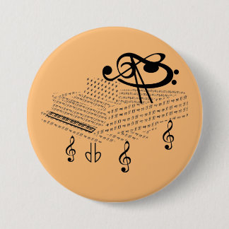 Badge Rond 7,6 Cm Grand piano, musique classique,