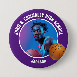 Badge Rond 7,6 Cm Grande Photo de Joueur de Basket-ball au Lycée Vio