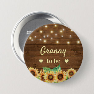 Badge Rond 7,6 Cm Granny to be New Grand-Mère Sunflower Baby shower