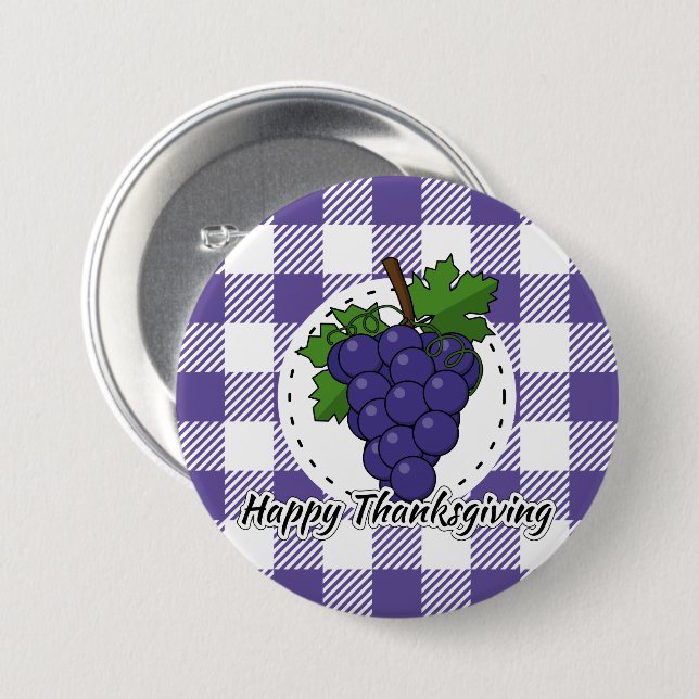 Badge Rond 7,6 Cm Grape on Violet Plaid (Devant & derrière)
