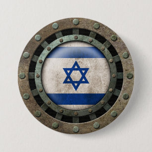 Badge Rond 7,6 Cm Graphique israélien en acier industriel de disque