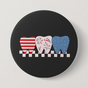 Badge Rond 7,6 Cm Graphisme à trois dents 4 juillet