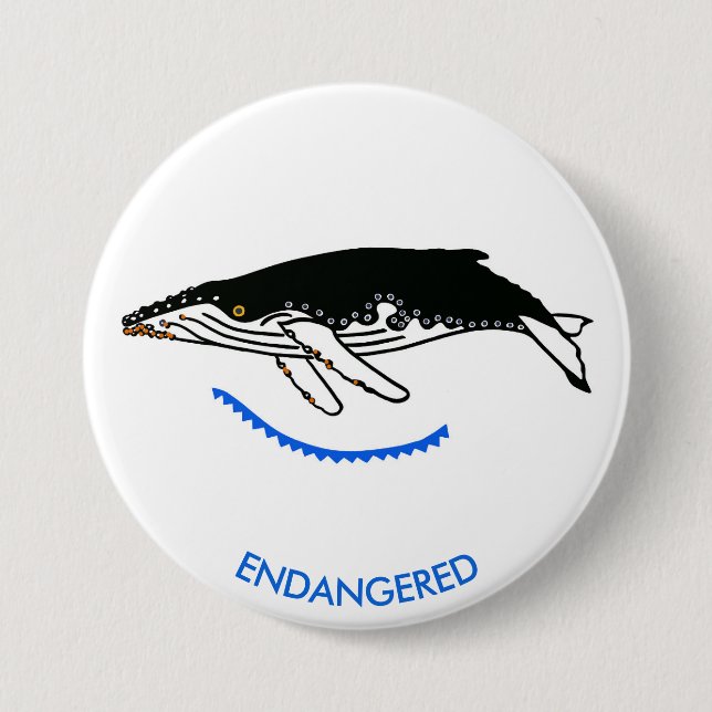 Badge Rond 7,6 Cm Graphisme - Baleine à bosse - Faune - Nature- (Devant)