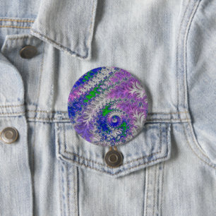 Badge Rond 7,6 Cm Gras Vibrant coloré Funky Trippy Fractal Spiral