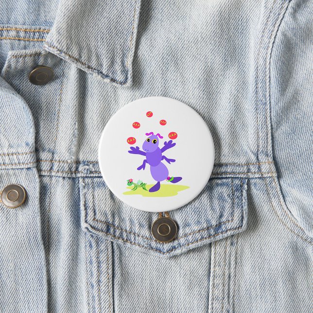 Badge Rond 7,6 Cm Grasshopper violet Jongler amusant Créature (Créateur téléchargé)