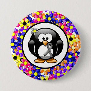 Badge Rond 7,6 Cm Gray Sensibilisation Ruban Penguin