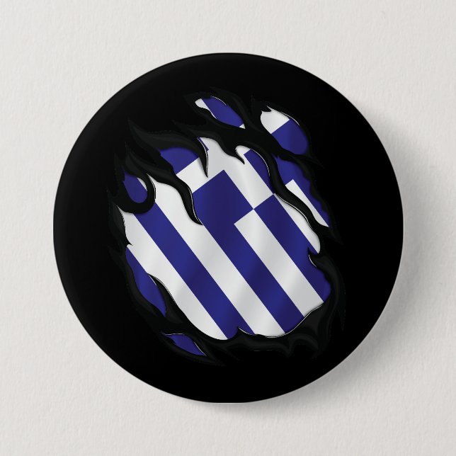 Badge Rond 7,6 Cm Grèce déchiré le drapeau (Devant)