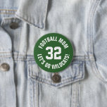 Badge Rond 7,6 Cm Green and White Football Maman Numéro Jersey<br><div class="desc">Saluez votre équipe sportive préférée, votre footballeur ou montrez votre fierté scolaire avec un bouton d'esprit personnalisé! Ajoutez votre nom d'école ou personnalisez-le avec le nom d'un joueur et son numéro de maillot. Parfait pour le football, le basket, le baseball et les jeux de football ! Créez des broches personnalisées...</div>