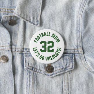 Badge Rond 7,6 Cm Green and White Football Maman Numéro Jersey