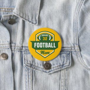 Badge Rond 7,6 Cm Green et Gold Football Maman Custom Jersey Numéro