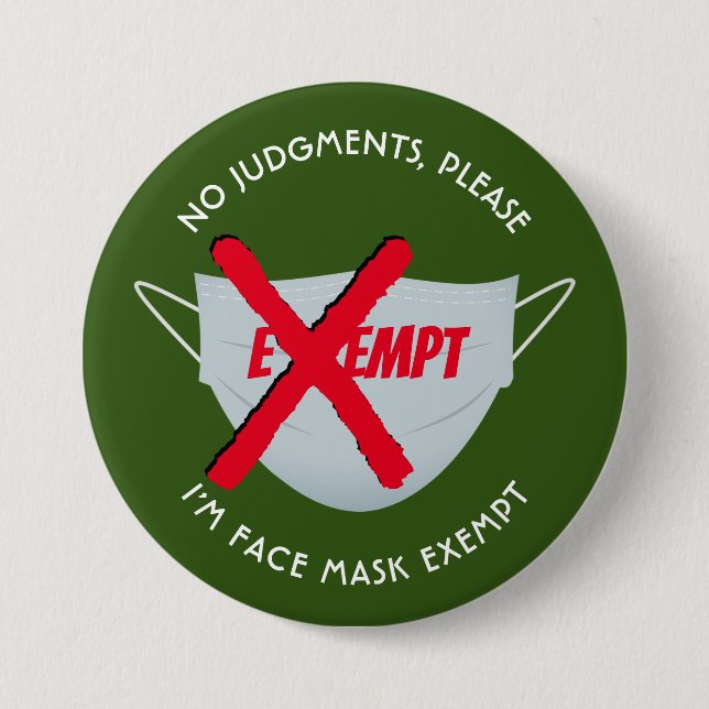 Badge Rond 7,6 Cm Green | FACE MASK EXEMPT (Devant)