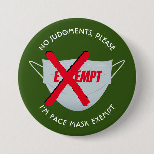 Badge Rond 7,6 Cm Green   FACE MASK EXEMPT